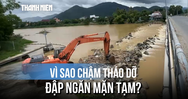 Đập ngăn mặn tạm trên sông Cái Nha Trang: Nguy cơ cản lũ vì chậm tháo dỡ?