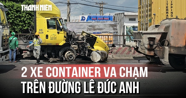 Đường Lê Đức Anh 'chật vật' sau vụ va chạm 2 xe container