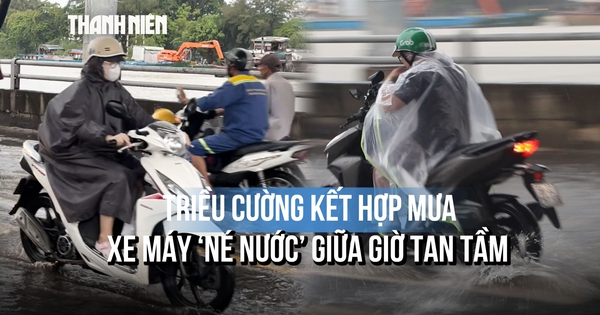 Triều cường kết hợp mưa, đường Trần Xuân Soạn ngập đúng giờ tan tầm