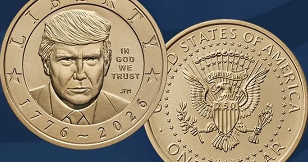 Mỹ chính thức phát hành đồng xu vàng 1 USD in hình ông Trump