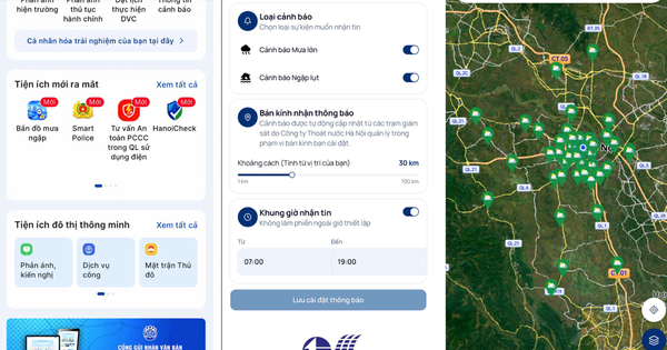 Mini App ‘Bản đồ Mưa ngập’ trên iHanoi: Thêm một ‘lá chắn số’ bảo vệ người dân