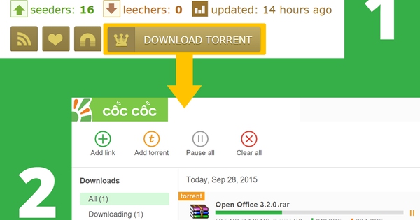 Trình Duyệt Cốc Cốc Tích Hợp Khả Năng Tải Torrent