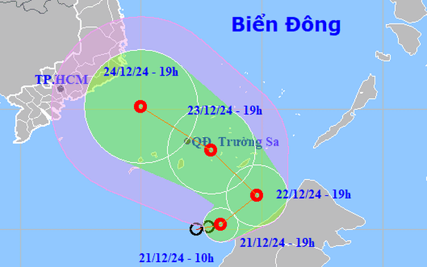 Áp thấp nhiệt đới mạnh lên trên Biển Đông, hướng thẳng Nam bộ, Tây nguyên