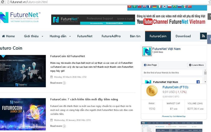 FutureNet kinh doanh tiền ảo đa cấp trái phép