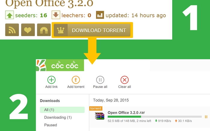 Trình Duyệt Cốc Cốc Tích Hợp Khả Năng Tải Torrent