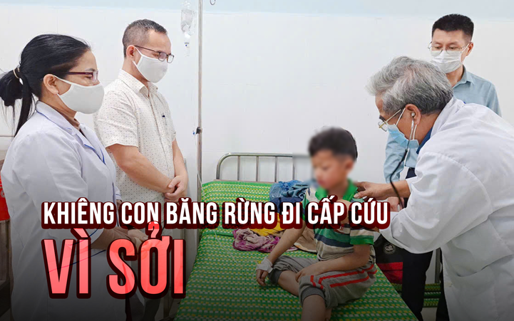 Khiêng con băng rừng đi cấp cứu vì sốt cao do sởi ở Nam Trà My