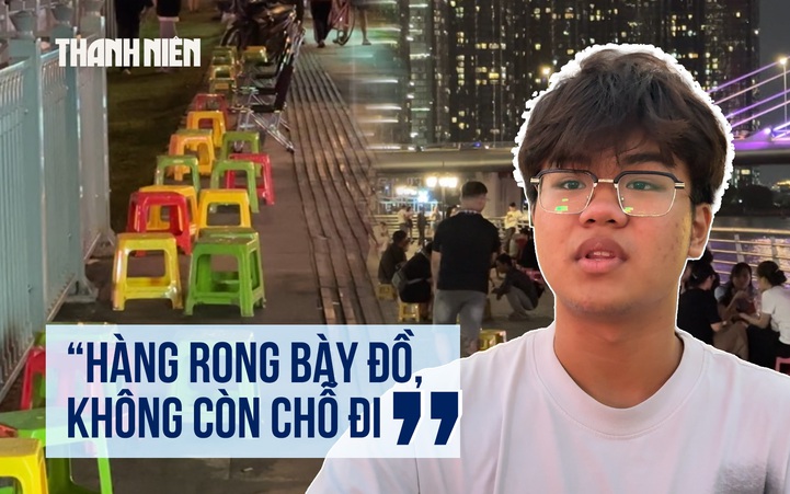 Bủa vây hàng rong chèo kéo, xe máy chiếm lối đi ở công viên khu vực bến Bạch Đằng