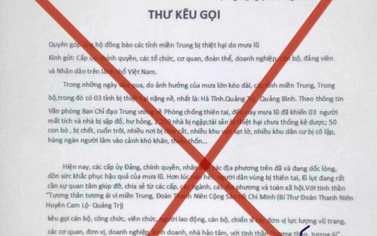 Quảng Trị: Mạo danh Huyện đoàn Cam Lộ kêu gọi hỗ trợ thiệt hại mưa lũ