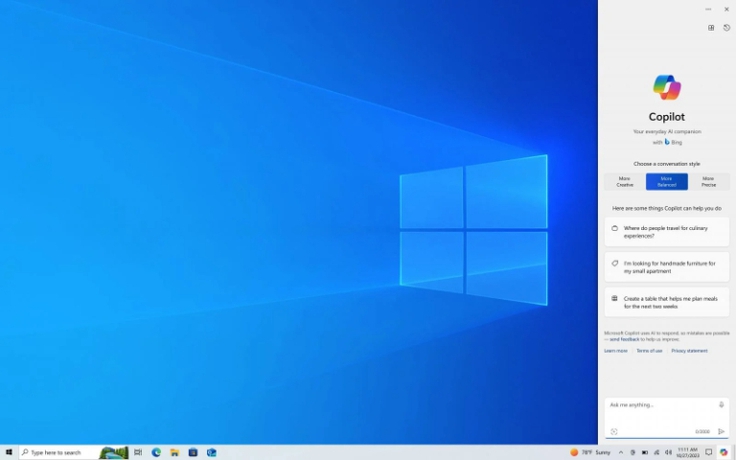 Microsoft bắt đầu triển khai trợ lý AI Copilot đến Windows 10