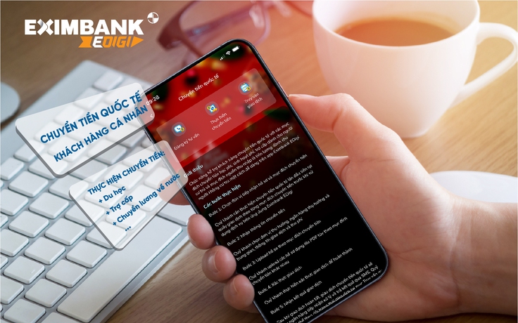 Eximbank chuyển tiền quốc tế online trên App EXIMBANK EDIGI