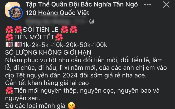 'Nở rộ' đổi tiền lì xì tết Nguyên đán 2024: Có vi phạm pháp luật?