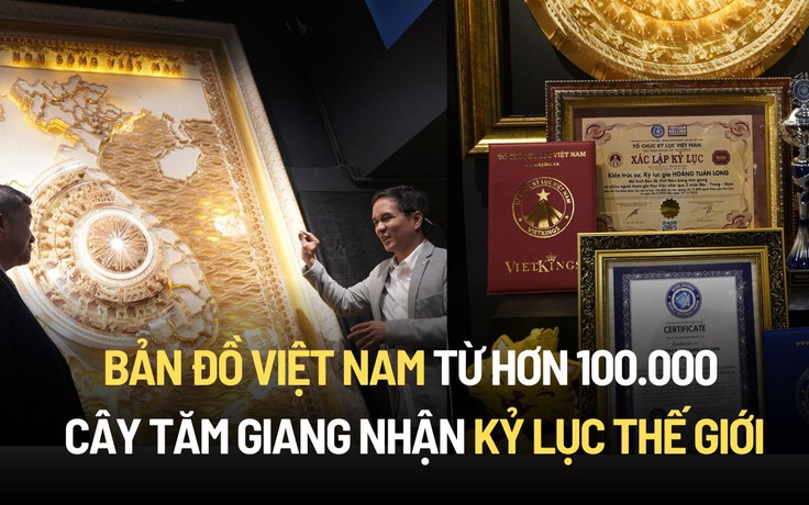 Bản đồ Việt Nam từ hơn 100.000 cây tăm giang nhận kỷ lục thế giới