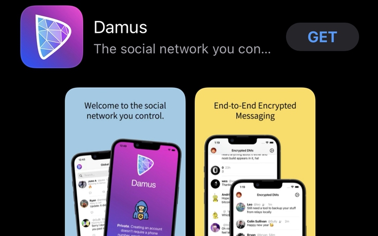 Mạng xã hội Damus đã có ứng dụng trên App Store