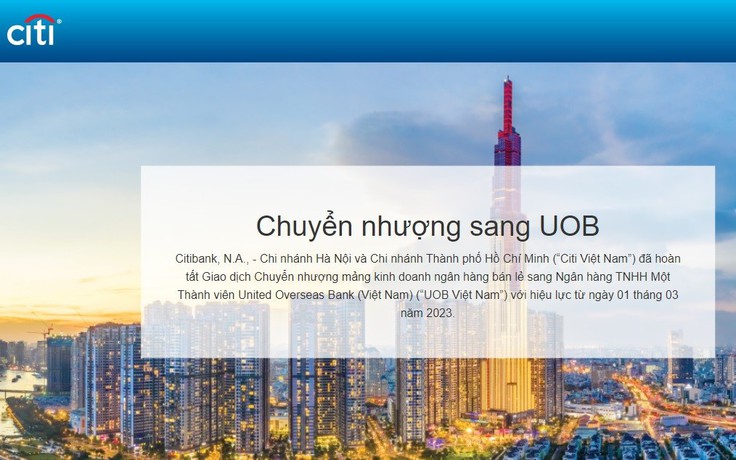 Citibank hoàn tất việc chuyển nhượng ngân hàng bán lẻ tại Việt Nam cho UOB