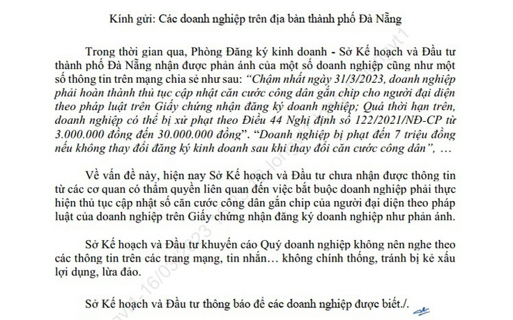 Vì sao doanh nghiệp Đà Nẵng đổ xô cập nhật CCCD gắn chip trên giấy chứng nhận đăng ký?