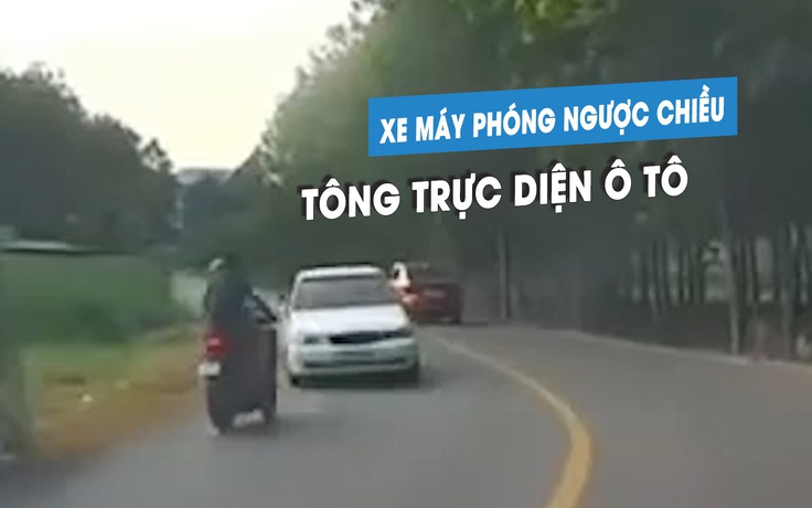 Xe máy chạy ngược chiều, vào cua ‘như đua xe’ gây tai nạn với ô tô