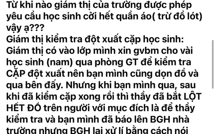 Giám thị yêu cầu học sinh cởi đồ: Sở GD-ĐT TP.HCM lên tiếng