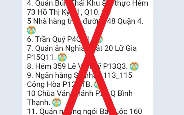 'TP.HCM đang có 12 điểm nóng, 140 ca Covid-19 biến chủng mới' là sai sự thật