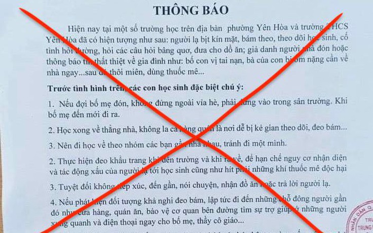 Sự thật về thông tin 'học sinh cấp 2 ở Hà Nội bị đánh thuốc mê'
