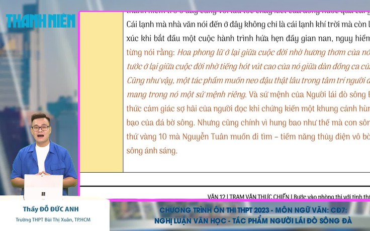 Bí quyết ôn thi tốt nghiệp THPT đạt điểm cao: Phân tích Người lái đò sông Đà