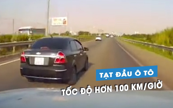 Ô tô chạy ẩu tạt đầu xe khác ở tốc độ hơn 100 km/giờ, suýt tai nạn