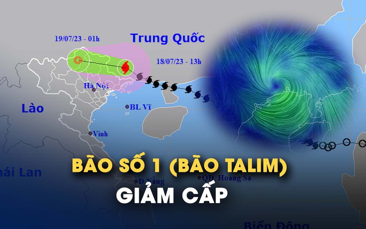 Bão số 1 (bão Talim) giảm cấp, đang ở sát biên giới Việt Nam - Trung Quốc