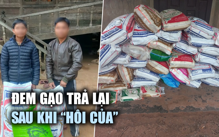 Người dân trả lại hàng chục bao gạo sau khi ‘hôi của’ từ xe tải gặp nạn