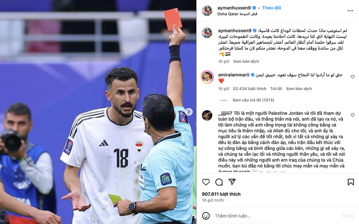Asian Cup: Ngôi sao Iraq lên tiếng sau chiếc thẻ đỏ gây tranh cãi dữ dội