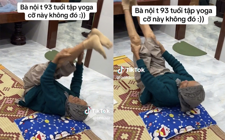 Cụ bà 93 tuổi 'tập yoga' bật mí bí quyết dẻo dai