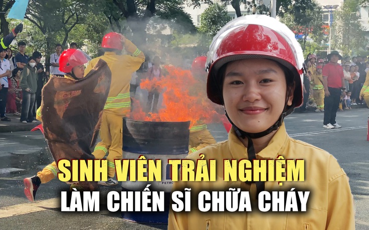 Sinh viên Ký túc xá Đại học Quốc gia TP.HCM trải nghiệm thành chiến sĩ chữa cháy