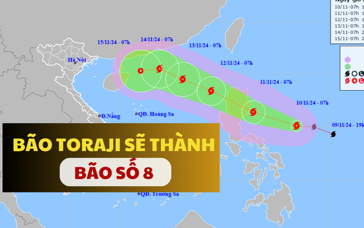 Bão Toraji sẽ vào Biển Đông thành bão số 8