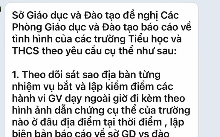 Có hay không Sở GD-ĐT TP.HCM yêu cầu bắt và kiểm điểm giáo viên dạy thêm?