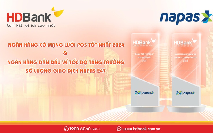 HDBank tỏa sáng tại Hội nghị Thành viên NAPAS 2024 với 2 giải thưởng danh giá