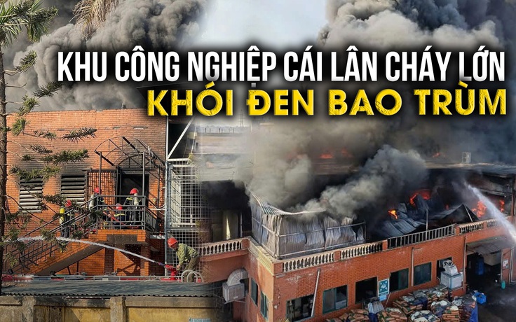 Cháy lớn tại Khu công nghiệp Cái Lân, khói đen bao trùm