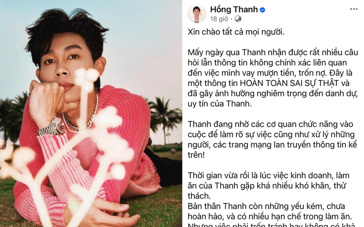 Diễn viên Hồng Thanh nói gì về tin đồn mượn tiền, trốn nợ?