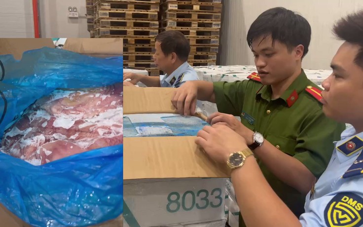 Cận cảnh kho dạ dày lợn đông lạnh nghi nhập lậu ở Hà Nội