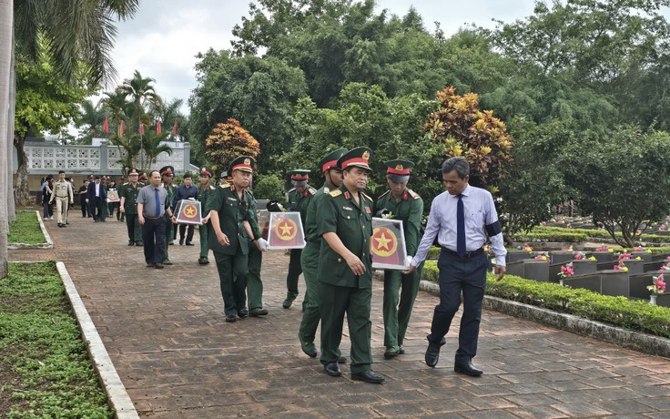 Gia Lai: Truy điệu, an táng 21 hài cốt liệt sĩ hy sinh tại Campuchia