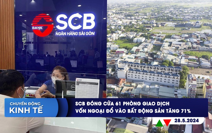 CHUYỂN ĐỘNG KINH TẾ ngày 28.5: SCB đóng cửa 61 phòng giao dịch | Vốn ngoại đổ vào bất động sản tăng 71%