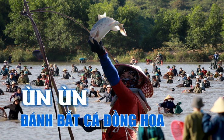 Hàng ngàn người dân ùn ùn tham gia lễ hội đánh bắt cá Đồng Hoa