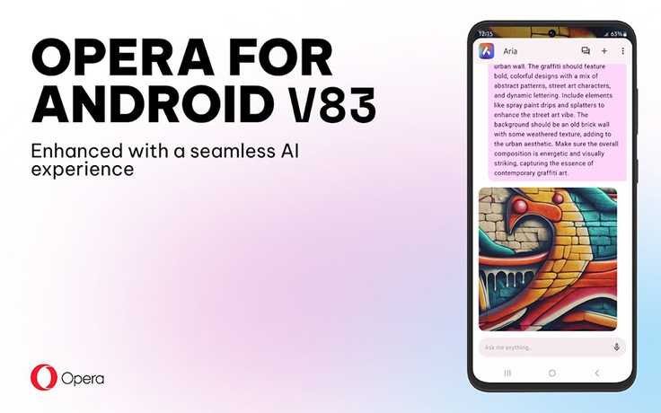 Trình duyệt web Opera cho Android cho phép sáng tạo ảnh bằng AI