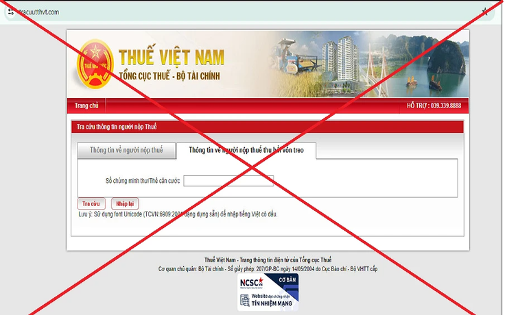 Cảnh báo giả mạo website của Tổng cục Thuế