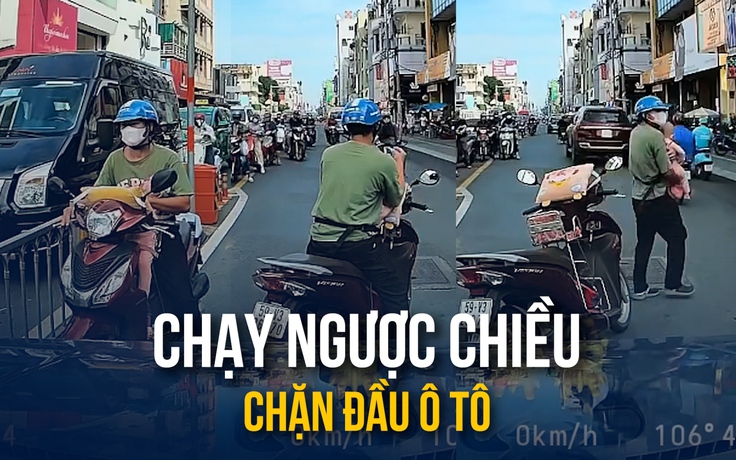 TP.HCM: CSGT vào cuộc vụ xe máy chạy ngược chiều, chặn đầu ô tô