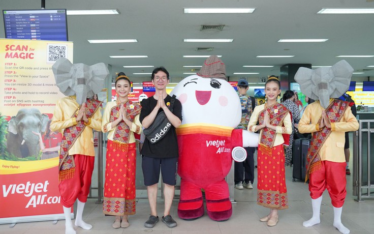 Ngày Quốc tế Voi siêu đáng nhớ trên tàu bay Vietjet đi Viêng Chăn