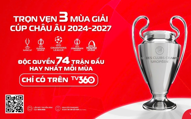 Thưởng thức 3 mùa giải Cúp châu Âu, 74 trận Champions League mỗi mùa trên TV360