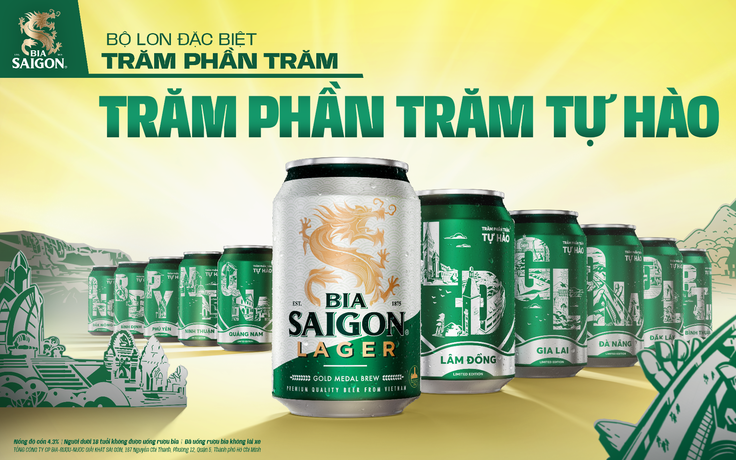 Các tỉnh miền Trung xuất hiện trên lon bia 'Trăm Phần Trăm' của Bia Saigon Lager