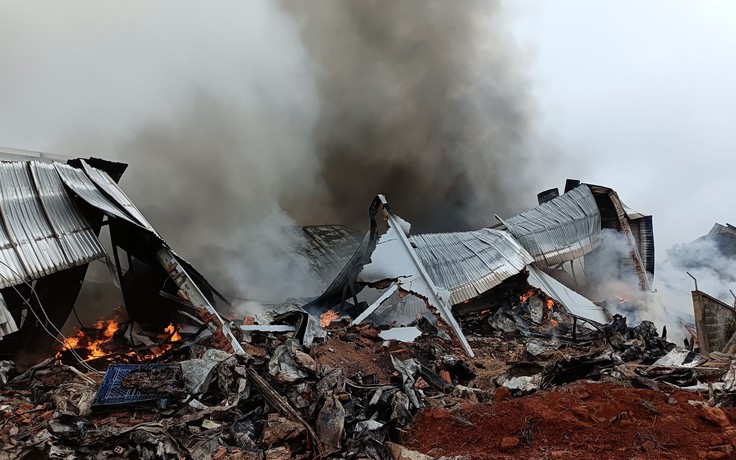 Vụ cháy tại Công ty Hanfimex Việt Nam: Hơn 4.000 m2 nhà xưởng đổ sập