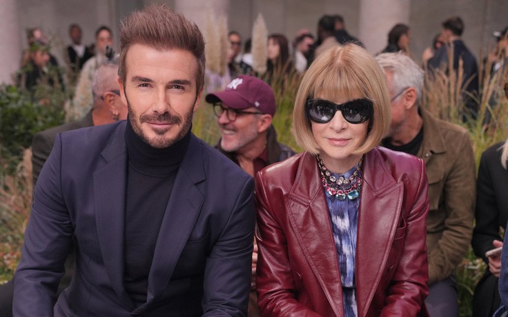 David Beckham dự show Boss cùng 'bà hoàng thời trang' Anna Wintour