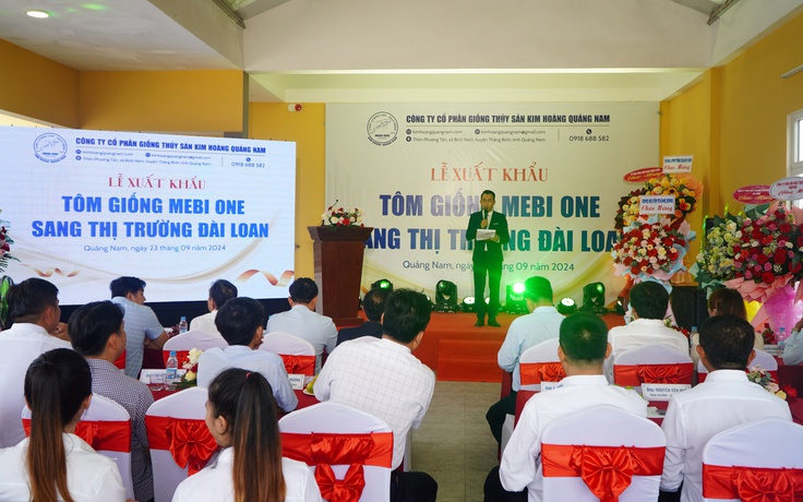 Kim Hoàng Quảng Nam xuất khẩu 2,5 triệu con tôm giống Mebi One sang Đài Loan