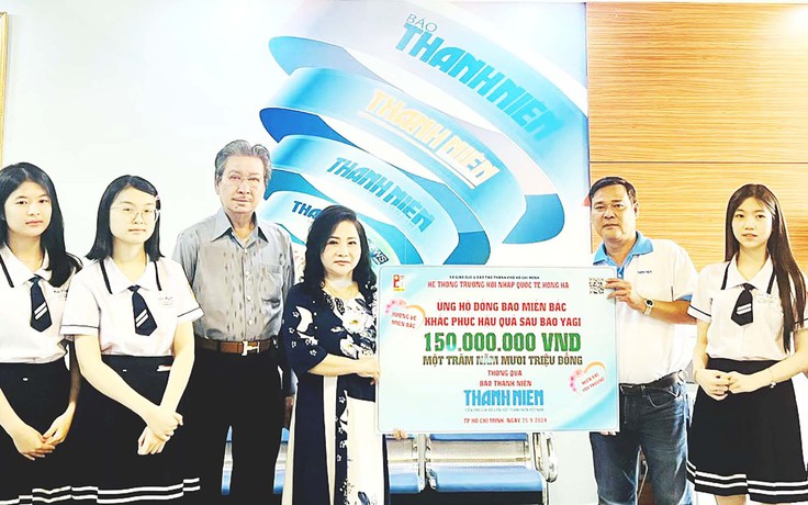 Thầy cô và học sinh Trường Hồng Hà góp thêm 150 triệu đồng giúp người dân vùng bão