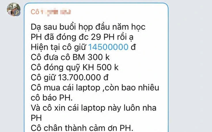 Giáo viên tiểu học 'xin hỗ trợ cái laptop', phụ huynh bức xúc